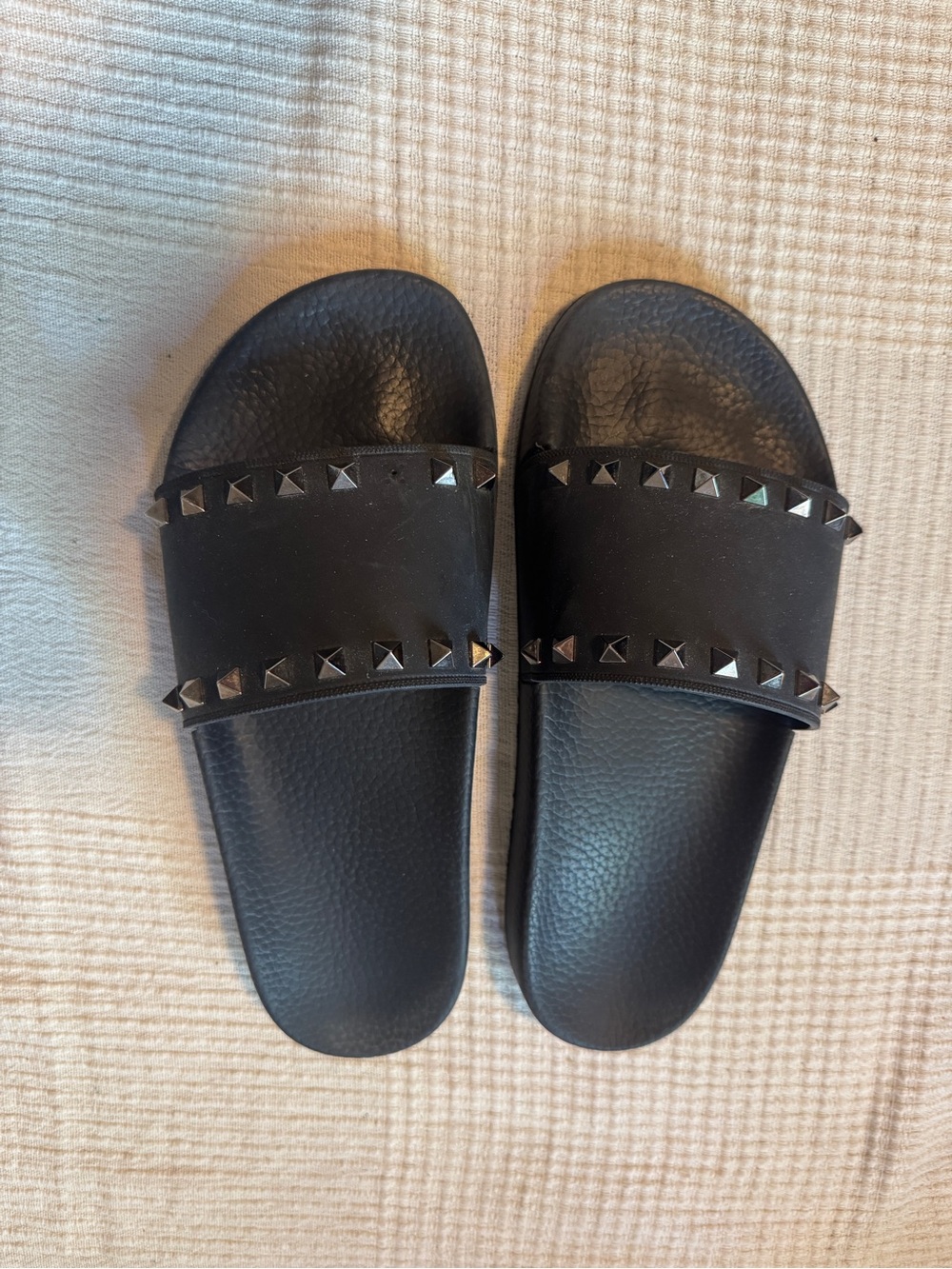 Valentino Black Rockstud Slide Sandals 40EU